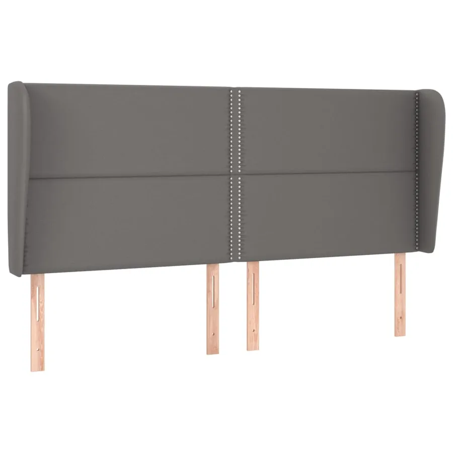 Tête de lit avec oreilles Gris 203x23x118/128 cm Similicuir - 2