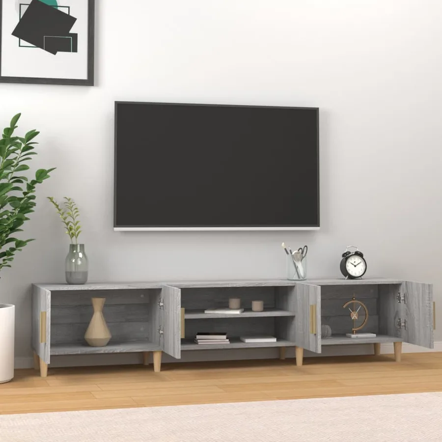 Meuble TV sonoma gris 180x31,5x40 cm bois d'ingénierie - 3