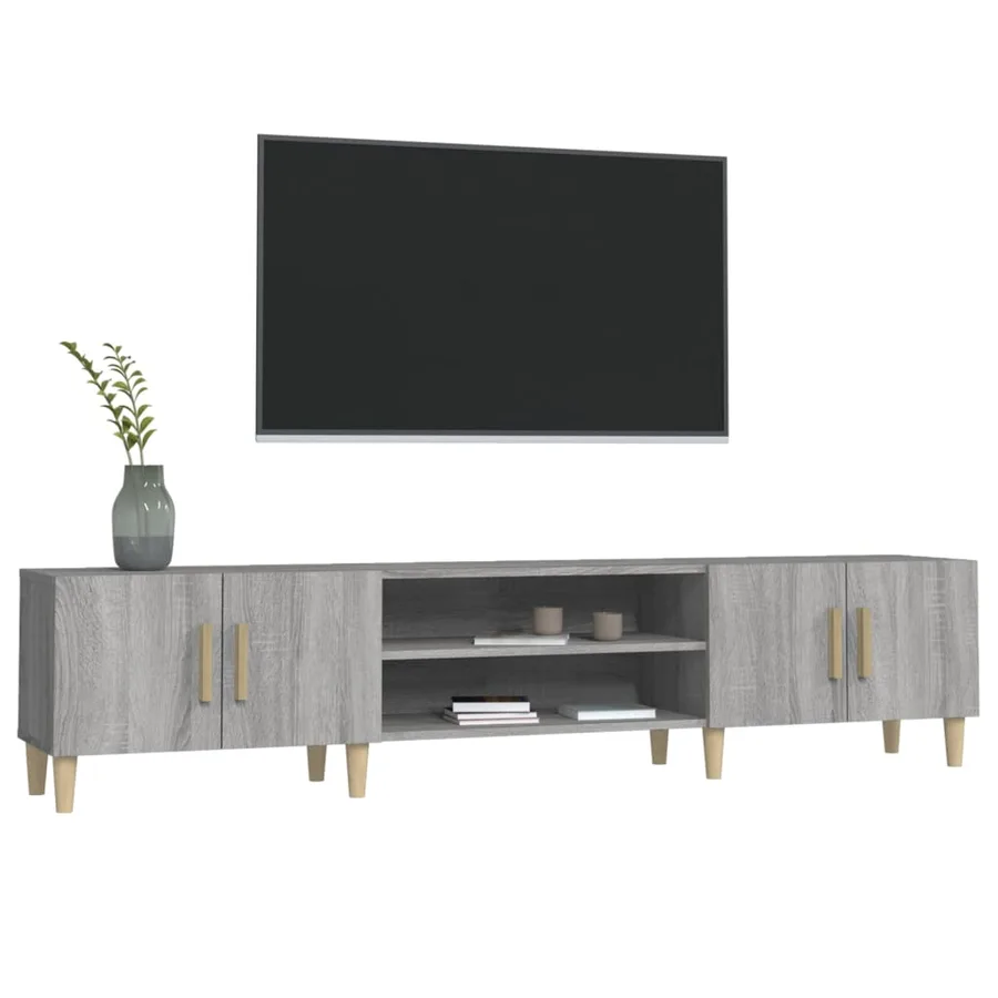 Meuble TV sonoma gris 180x31,5x40 cm bois d'ingénierie - 4
