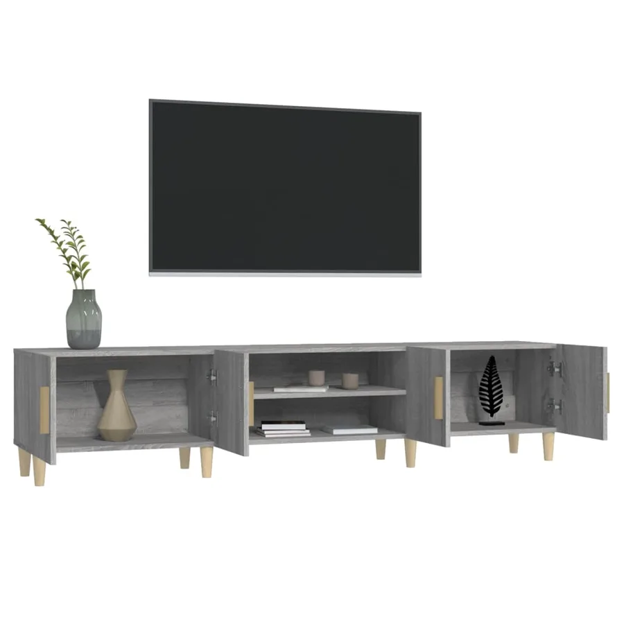 Meuble TV sonoma gris 180x31,5x40 cm bois d'ingénierie - 5