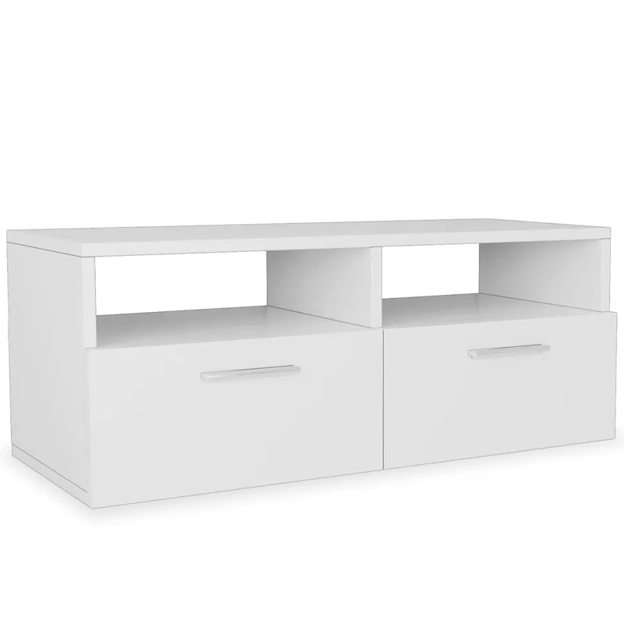 Meuble TV Bois d’ingénierie 95x35x36 cm Blanc - 2