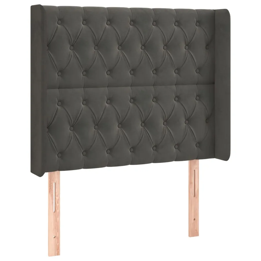 Tête de lit avec oreilles Gris foncé 103x16x118/128 cm Velours - 2