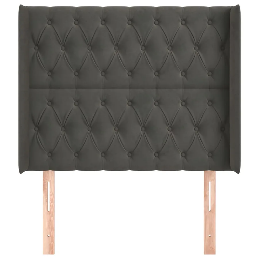 Tête de lit avec oreilles Gris foncé 103x16x118/128 cm Velours - 3