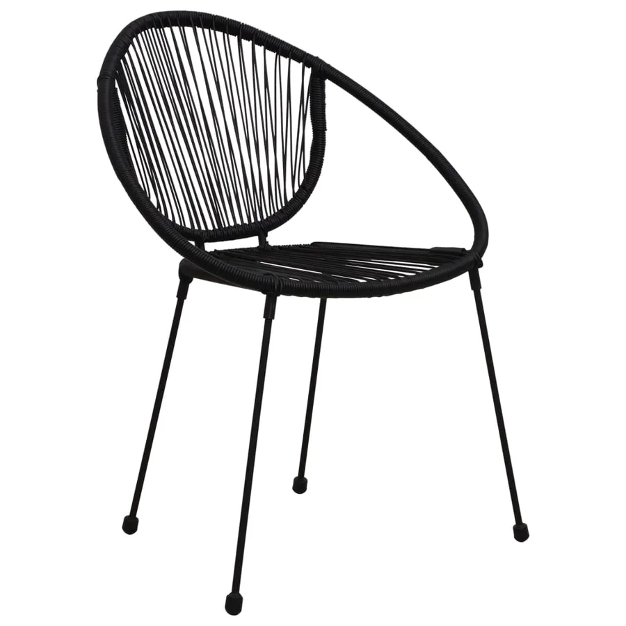 Ensemble à manger d'extérieur 3 pcs Rotin PVC Noir - 4