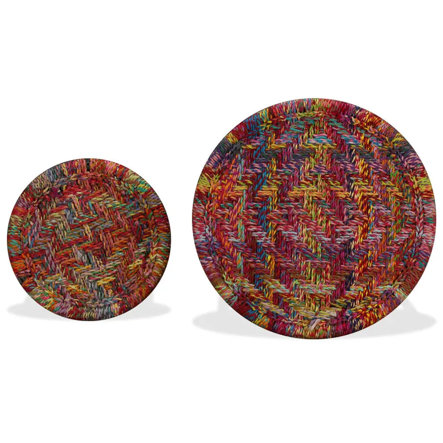 Table basse 2 pcs Détails tissés chindi Multicolore - 9
