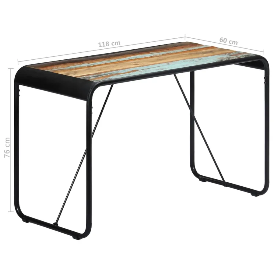 Table de salle à manger 118x60x76cm Bois de récupération massif - 8