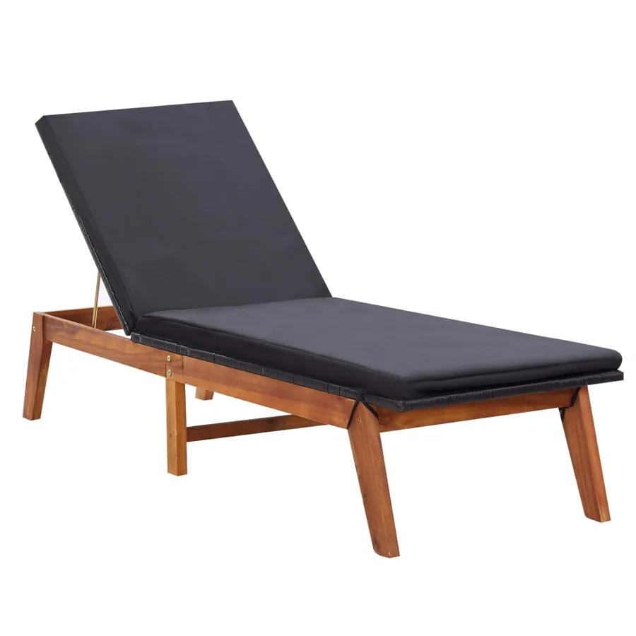 Chaise longue avec table Résine tressée et bois d'acacia massif - 3