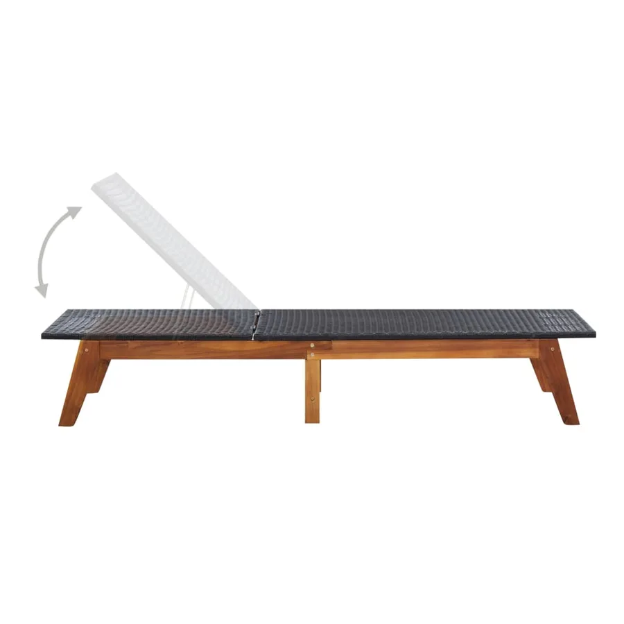 Chaise longue avec table Résine tressée et bois d'acacia massif - 5
