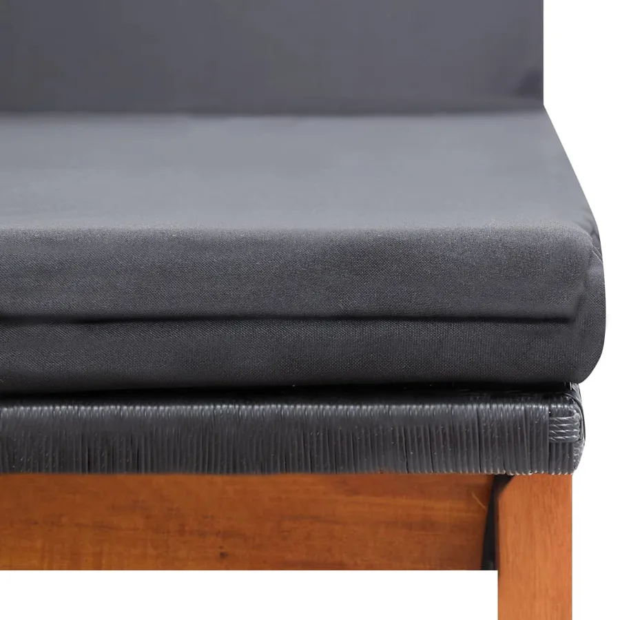 Chaise longue avec table Résine tressée et bois d'acacia massif - 6
