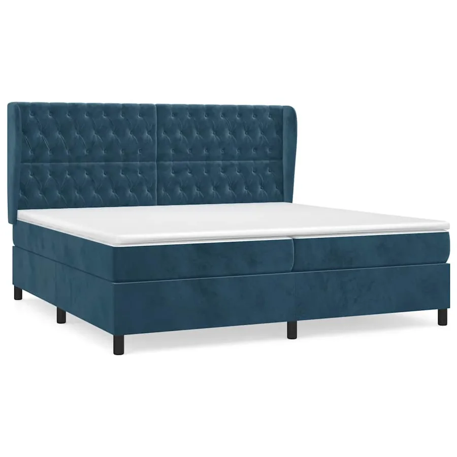 Sommier à lattes de lit et matelas Bleu foncé 200x200cm Velours - 2