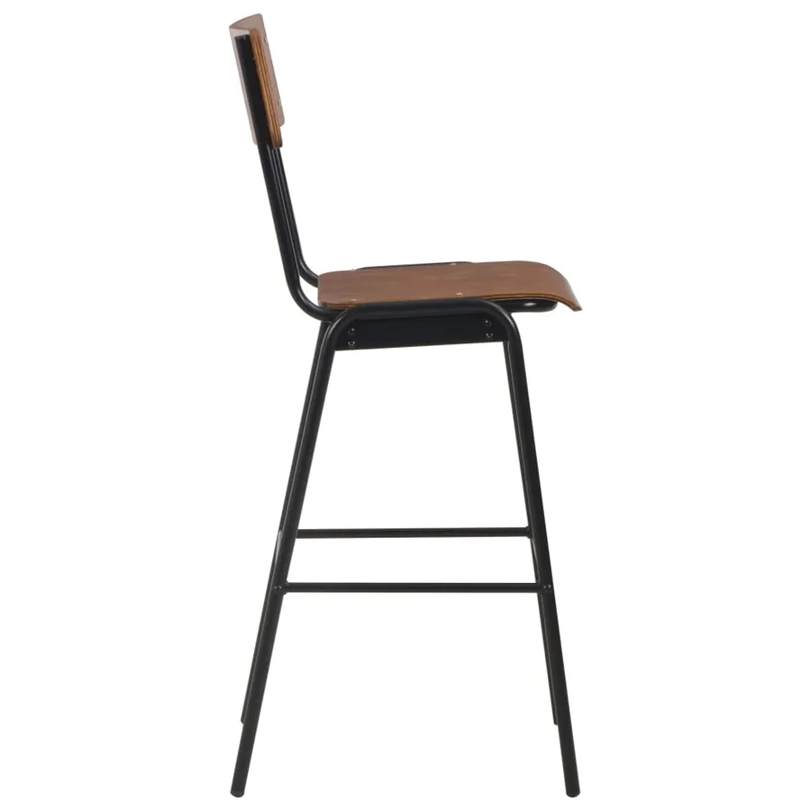 Tabourets de bar lot de 2 marron contreplaqué solide et acier - 4
