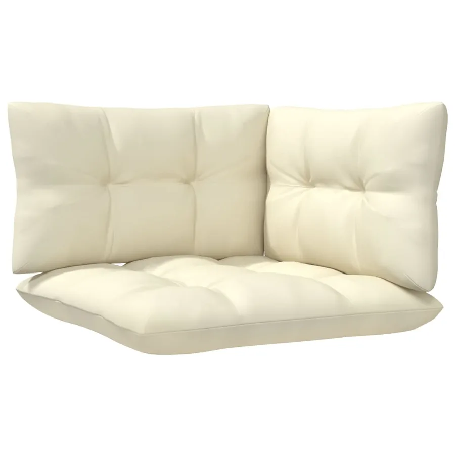 Salon de jardin 6 pcs avec coussins crème bois de pin - 6