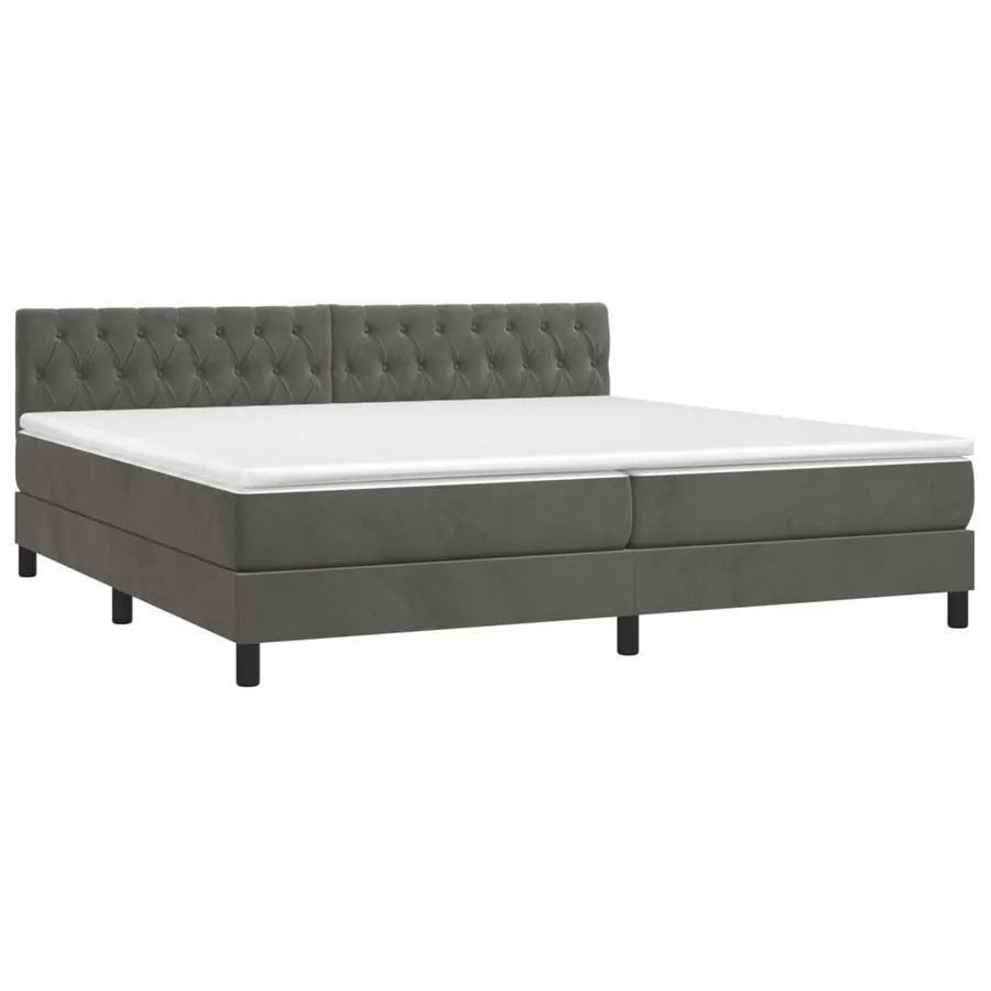 Sommier à lattes de lit avec matelas LED Gris foncé 200x200 cm - 3