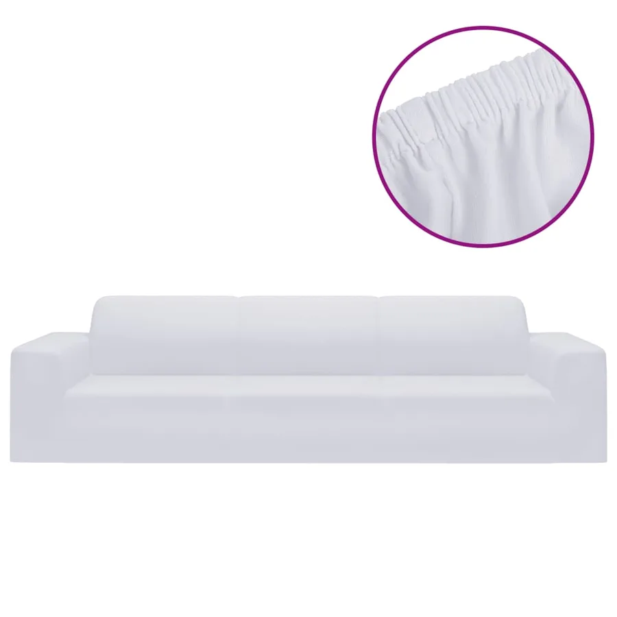 Housse extensible de canapé 4 places Blanc Jersey de polyester - 2
