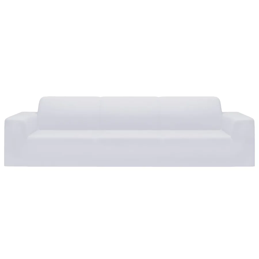 Housse extensible de canapé 4 places Blanc Jersey de polyester - 3