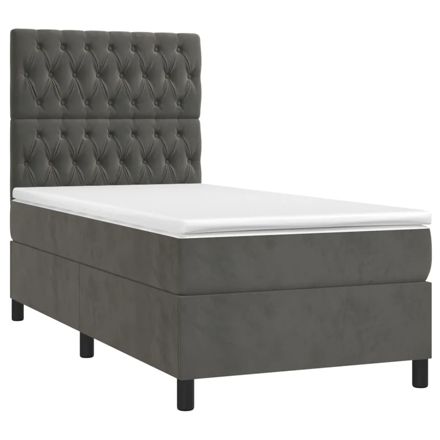 Sommier à lattes de lit matelas et LED Gris foncé 100x200 cm - 3