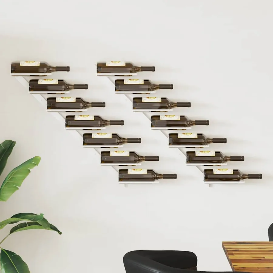 Casier à vin mural pour 7 bouteilles 2 pcs Blanc Métal