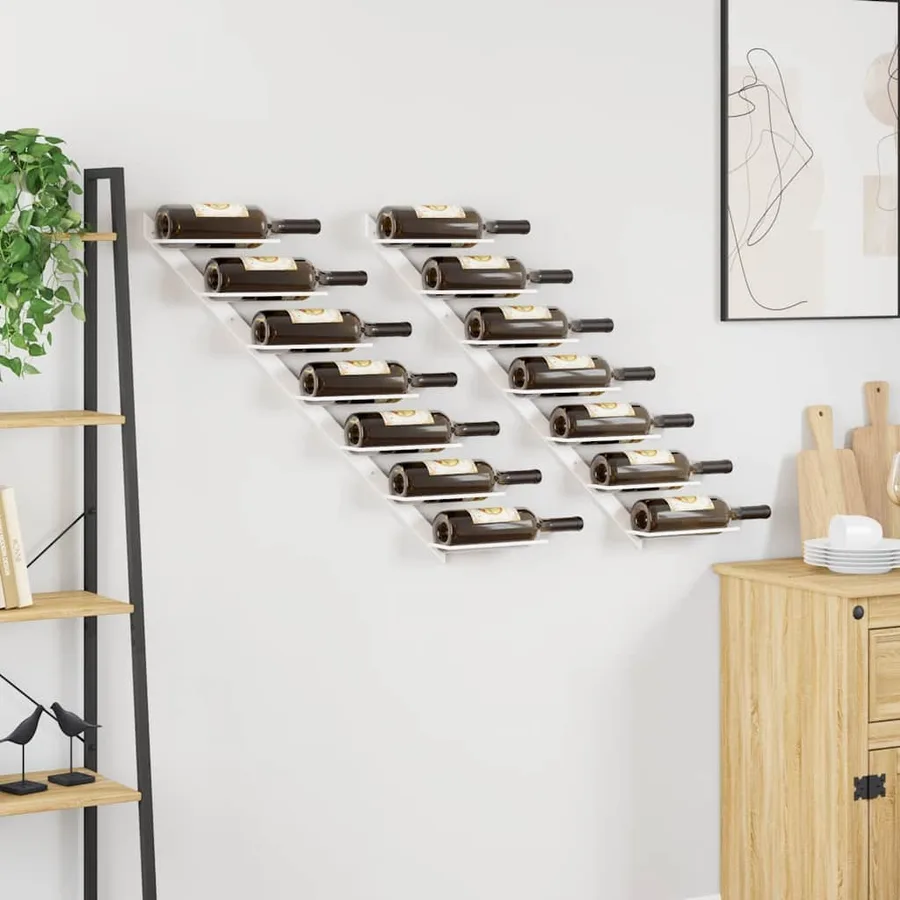 Casier à vin mural pour 7 bouteilles 2 pcs Blanc Métal - 3