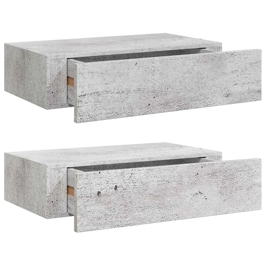 Étagères à tiroir murales 2 pcs Gris béton 40x23,5x10 cm MDF - 2