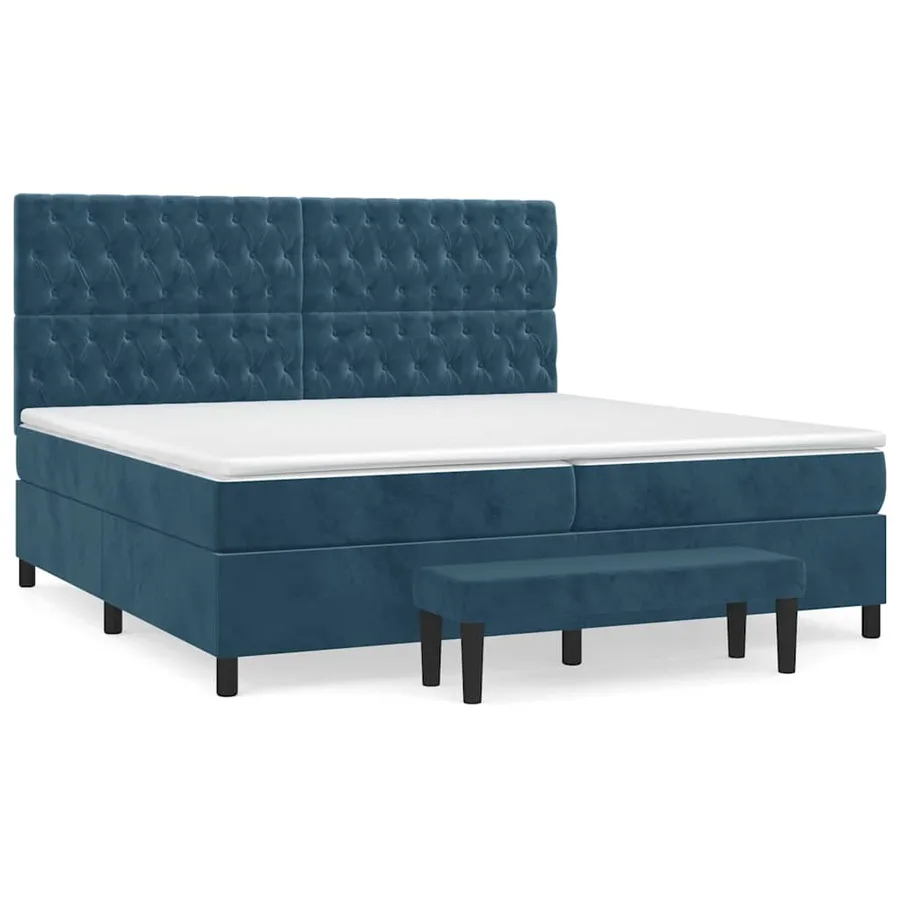Sommier à lattes de lit et matelas Bleu foncé 200x200cm Velours - 2