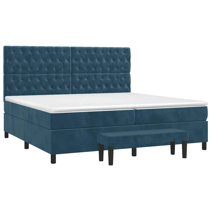 Sommier à lattes de lit et matelas Bleu foncé 200x200cm Velours - 3