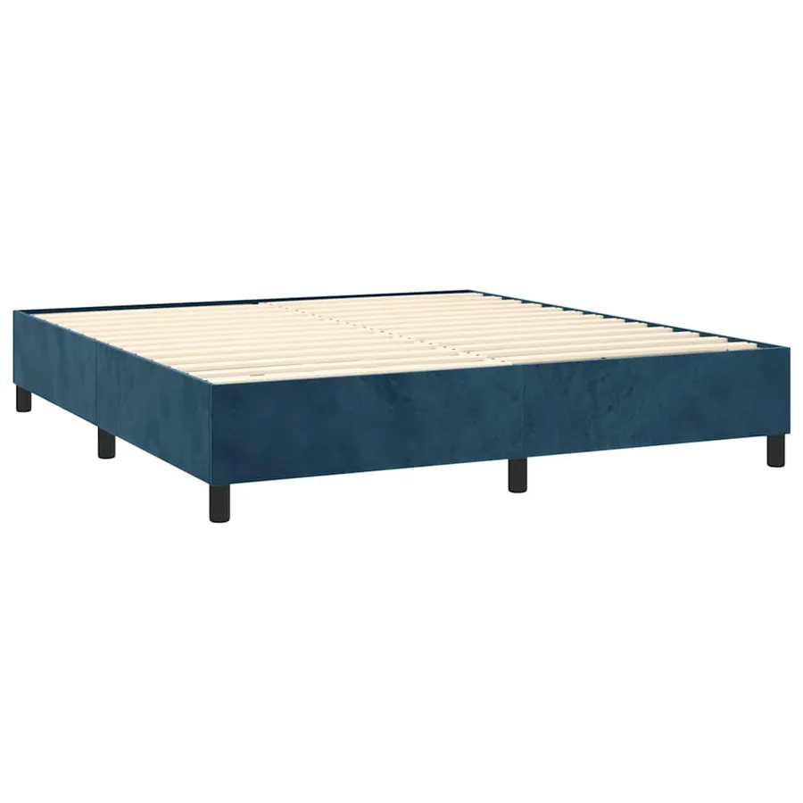 Sommier à lattes de lit et matelas Bleu foncé 200x200cm Velours - 4