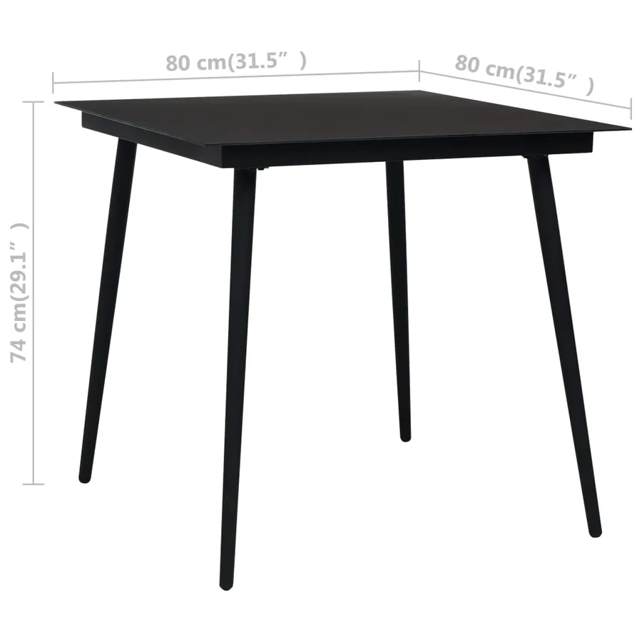 Ensemble à manger d'extérieur 3 pcs Rotin PVC Noir - 12