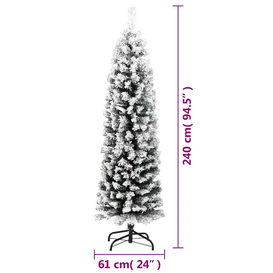Sapin de Noël artificiel mince flocon de neige vert 240 cm PVC - 7
