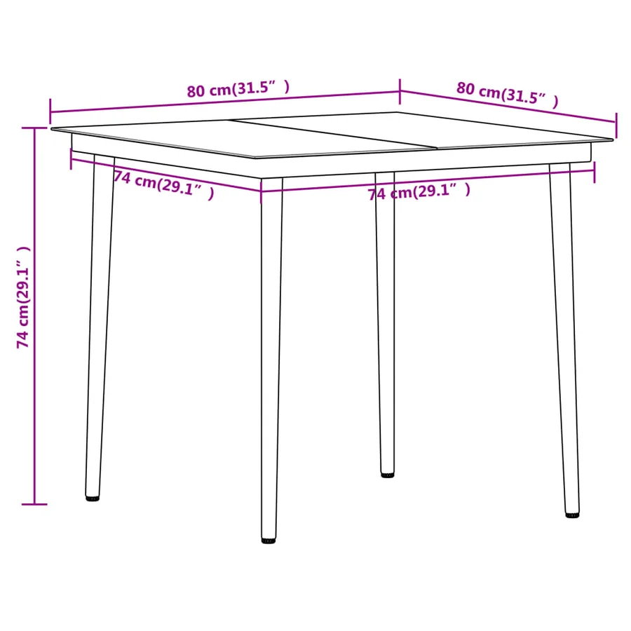 Ensemble à manger de jardin 5 pcs Noir - 8