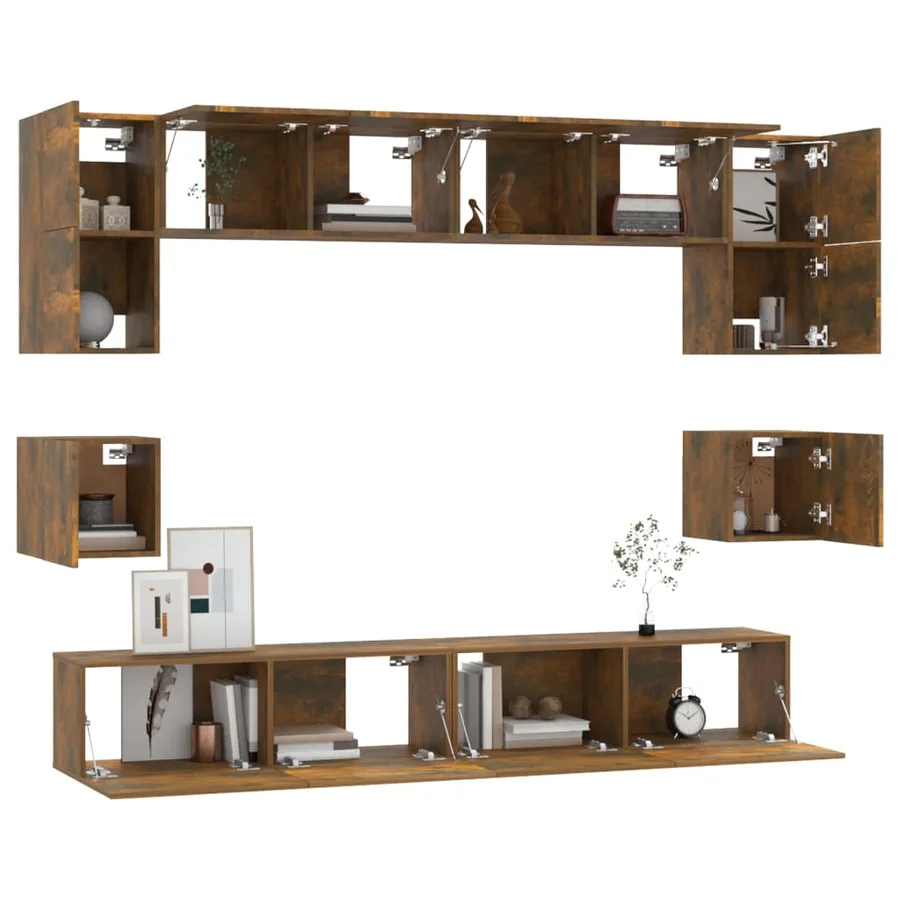 Ensemble de meubles TV 8 pcs Chêne fumé Bois d'ingénierie - 4