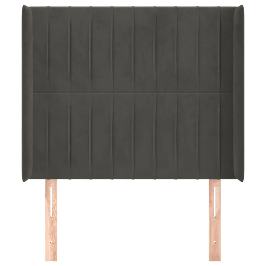 Tête de lit avec oreilles Gris foncé 103x16x118/128 cm Velours - 3