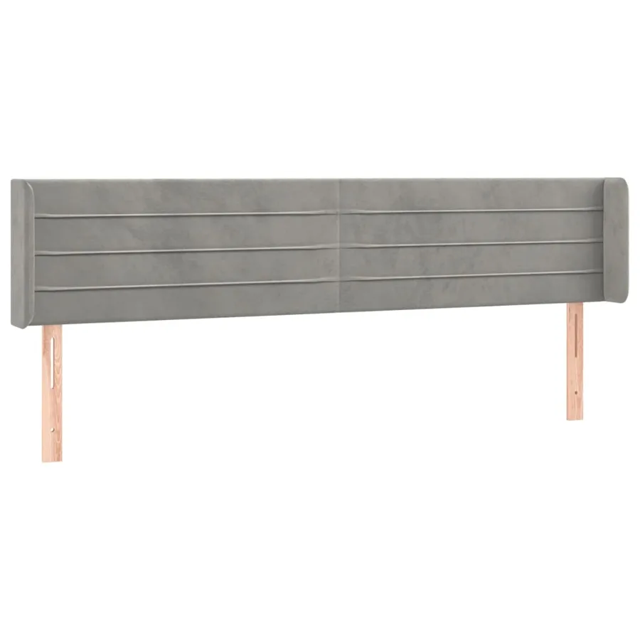 Tête de lit avec oreilles Gris clair 203x16x78/88 cm Velours - 2