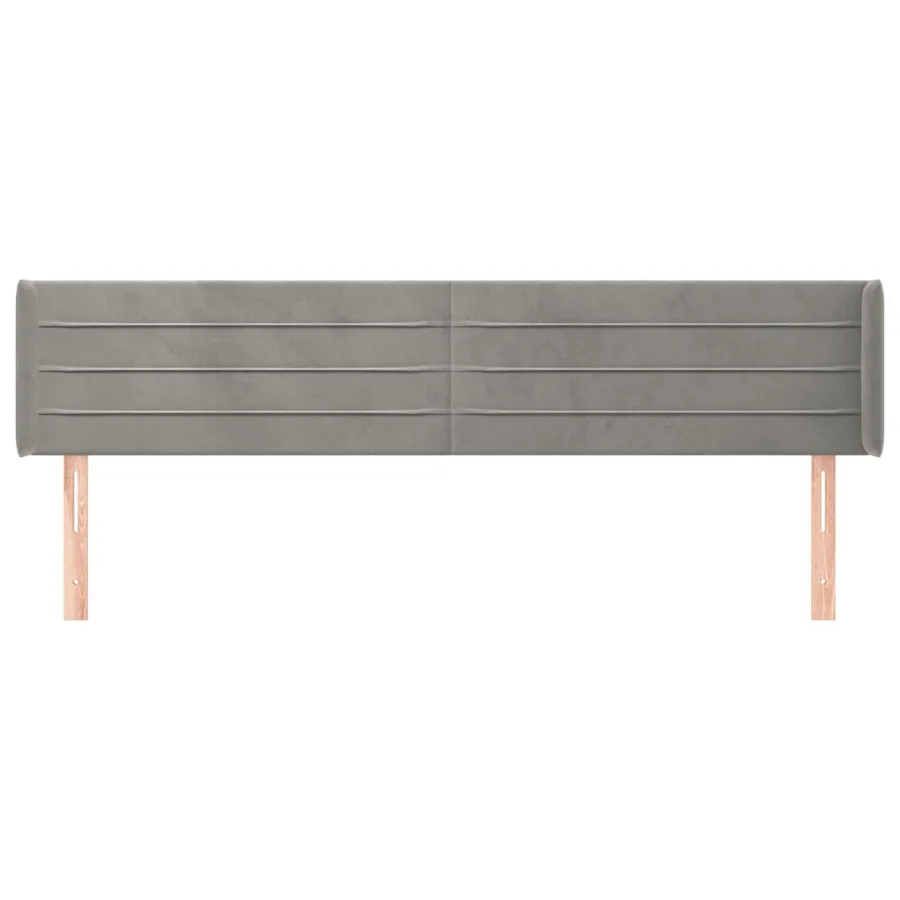 Tête de lit avec oreilles Gris clair 203x16x78/88 cm Velours - 3