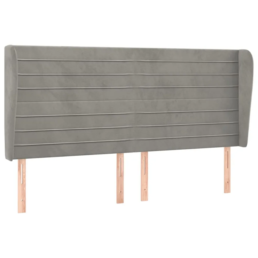 Tête de lit avec oreilles Gris clair 203x23x118/128 cm Velours - 2