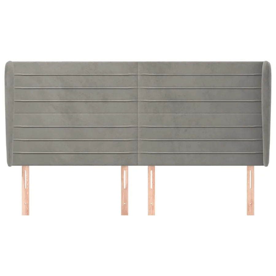 Tête de lit avec oreilles Gris clair 203x23x118/128 cm Velours - 3