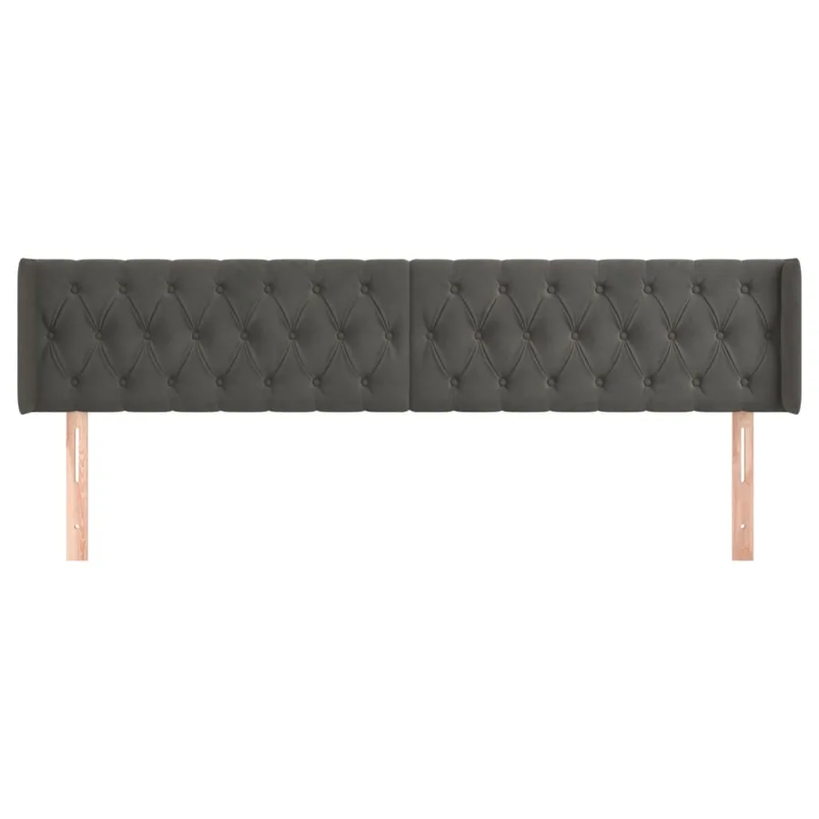 Tête de lit avec oreilles Gris foncé 203x16x78/88 cm Velours - 3