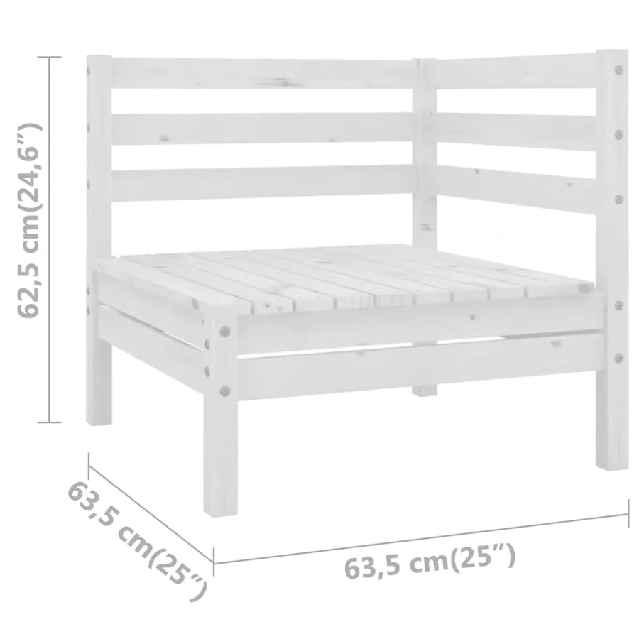 Salon de jardin 3 pcs Bois de pin massif Blanc - 14