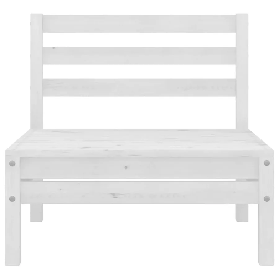 Salon de jardin 3 pcs Bois de pin massif Blanc - 6