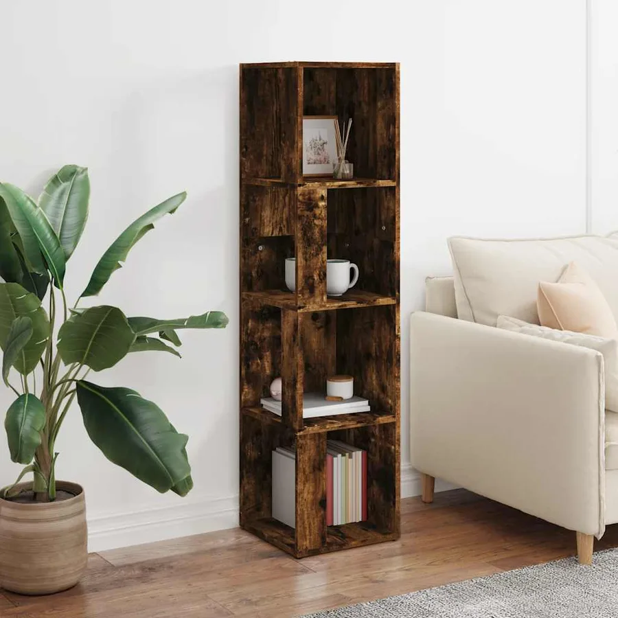Armoire d'angle Chêne fumé 33x33x132 cm Bois d'ingénierie - 3