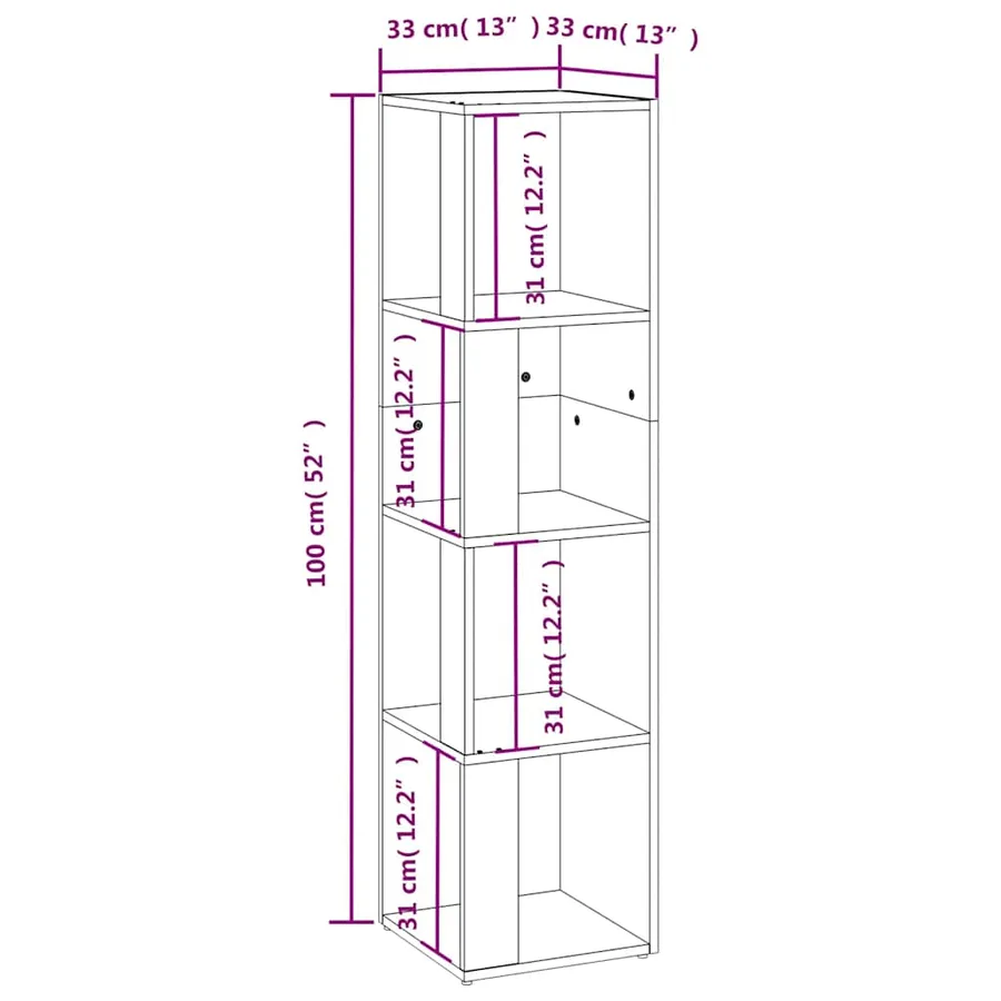 Armoire d'angle Chêne fumé 33x33x132 cm Bois d'ingénierie - 9