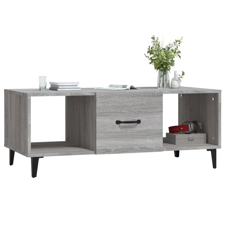 Table basse sonoma gris 102x50x40 cm bois d'ingénierie - 4