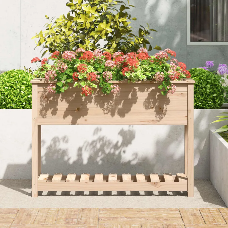Jardinière avec étagère 111,5x34,5x81 cm Bois massif de pin - 3