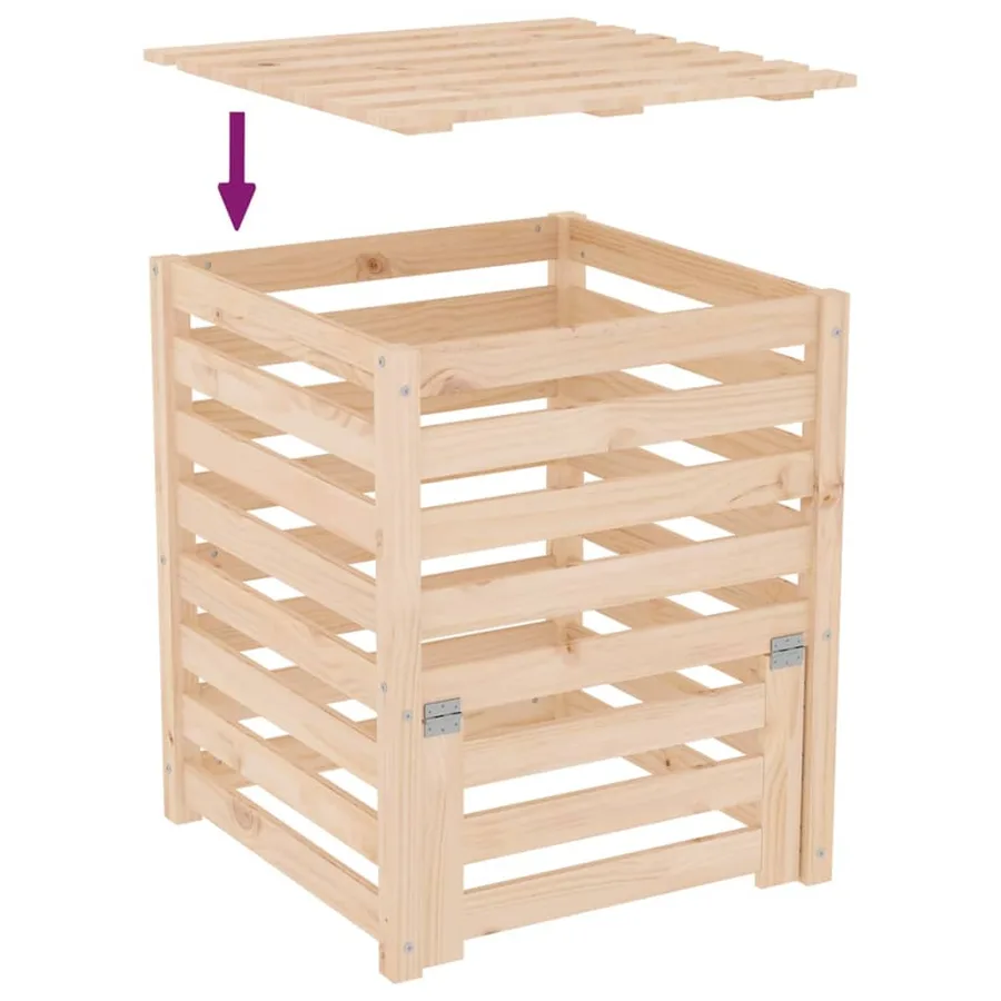 Composteur 63,5x63,5x77,5 cm Bois massif de pin - 8