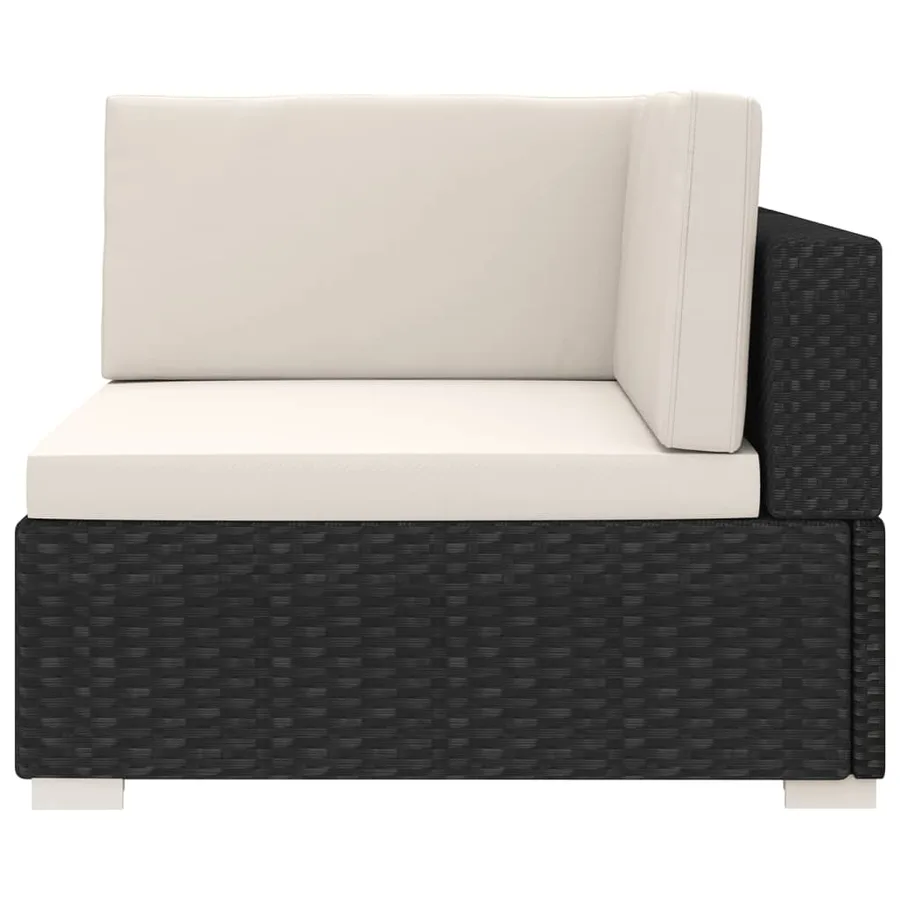 Chaise d'angle 1 pc et coussins Résine tressée Noir - 3