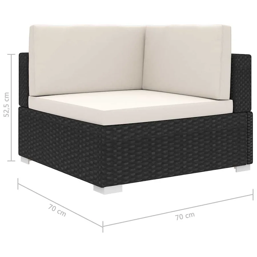 Chaise d'angle 1 pc et coussins Résine tressée Noir - 5