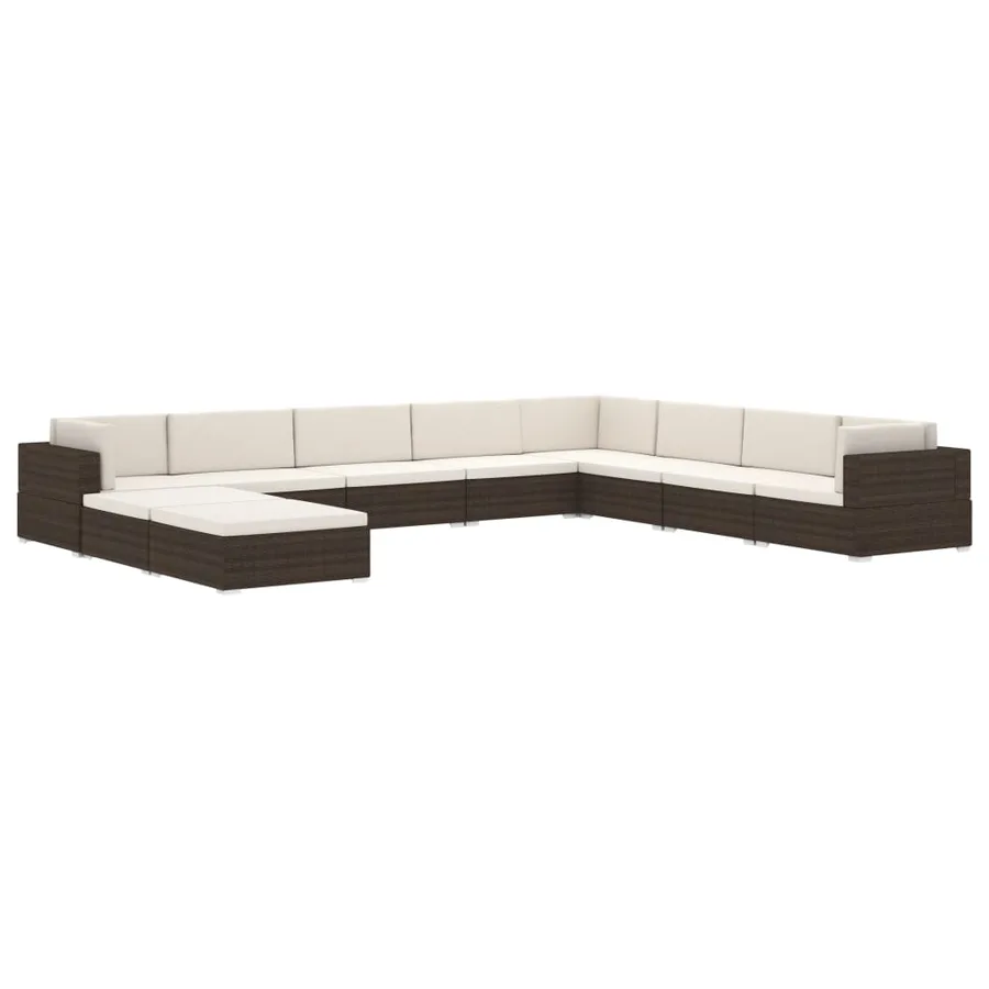 Chaise d'angle 1 pc et coussins Résine tressée Noir - 8