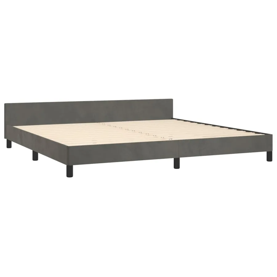 Cadre de lit sans matelas gris foncé 200x200 cm velours - 5