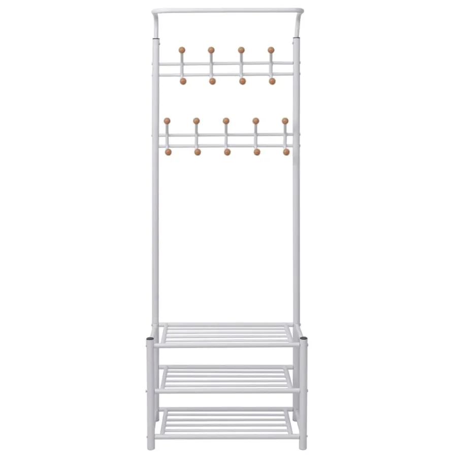 Porte-manteau avec rangement de chaussures 68x32x182,5cm Blanc - 2