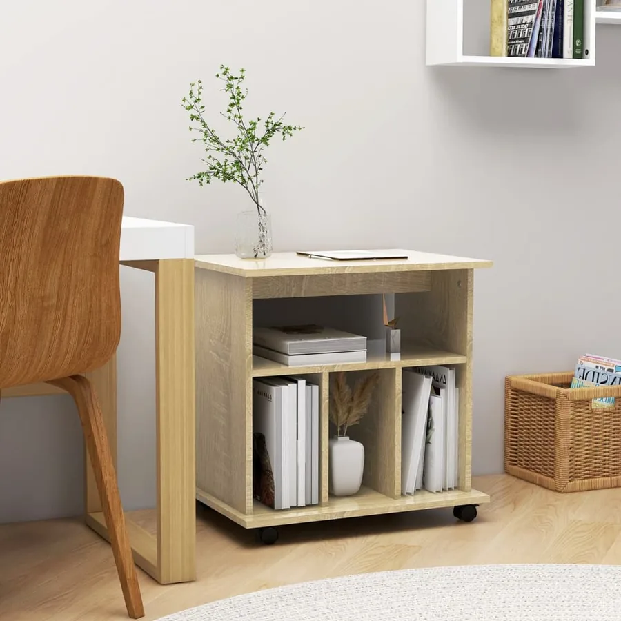 Armoire à roulettes Chêne sonoma 60x45x60 cm Bois d’ingénierie