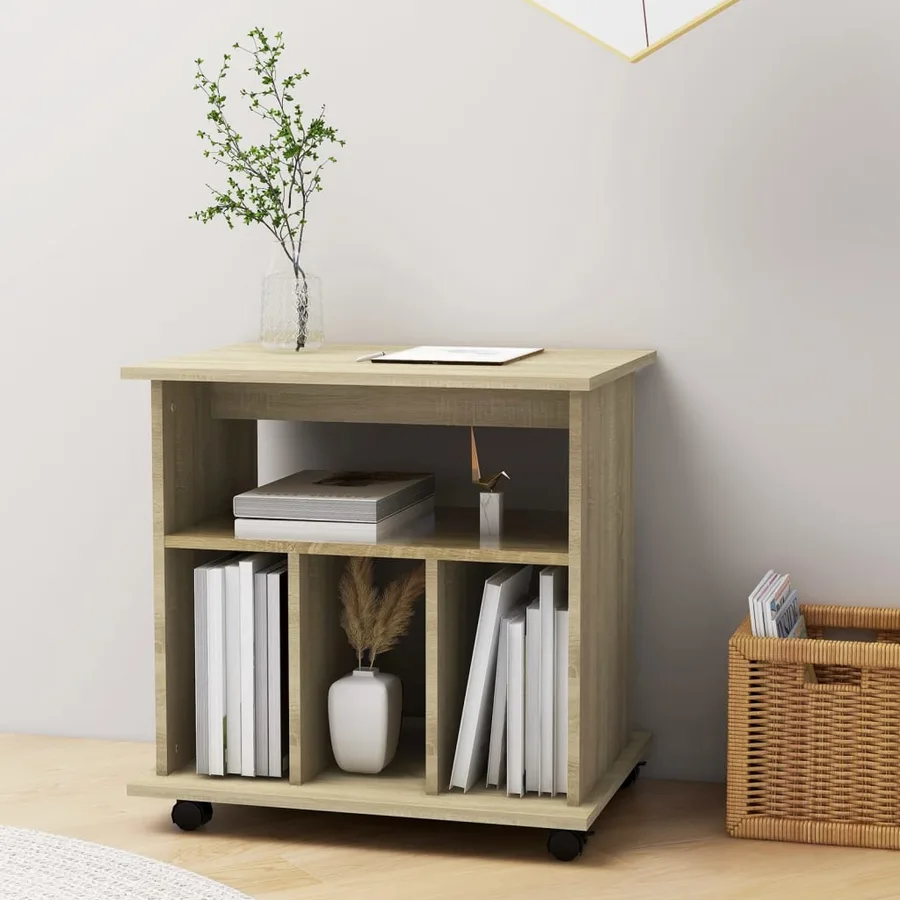 Armoire à roulettes Chêne sonoma 60x45x60 cm Bois d’ingénierie - 3